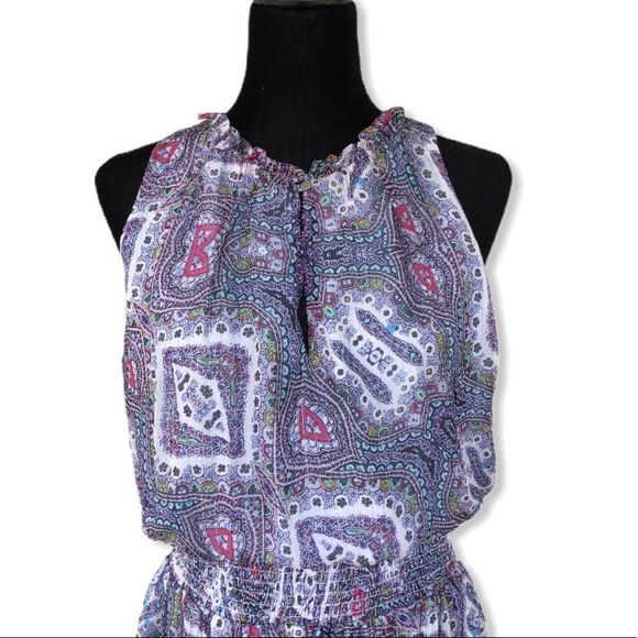Shoshanna Jodhana Border Print Aditi Silk Metallic Thread Dress NWT size 10 - Picture 5 of 11